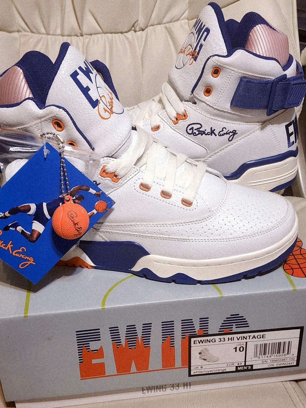 Mens Ewing Athletics 33 Hi OG Vintage Knicks White Blue Orange Size 10DS